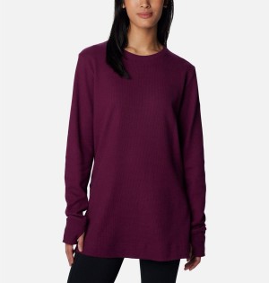 Coral Women's Columbia Holly Hideaway Waffle Tunic Pullover | NPHGV-4802