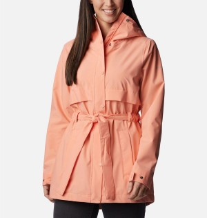 Coral Women's Columbia Long Valley Trench II Rain Jacket | FIKPJ-8639