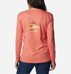 Coral Women's Columbia North Cascades Back Graphic Long Sleeve T-Shirt | AESGZ-6340