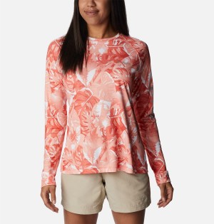 Coral Women's Columbia PFG Super Tidal Long Sleeve T-Shirt | RSEUH-5380