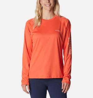 Coral Women's Columbia PFG Tidal II Long Sleeve T-Shirt | KWJLV-9348