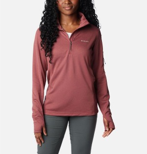 Coral Women's Columbia Park View Grid Half Zip Fleece Pullover | DTWUC-0957