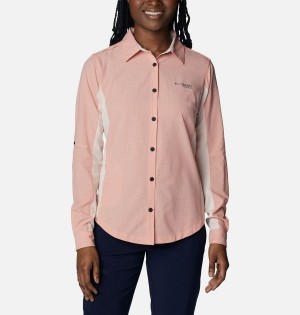 Coral Women's Columbia Titan Pass Irico Long Sleeve Shirt | CEVUD-8904