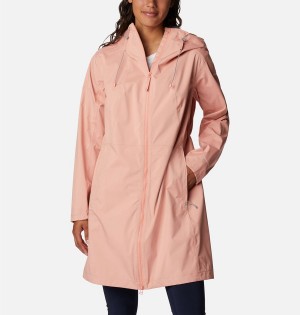 Coral Women's Columbia Weekend Adventure Long Shell Rain Jacket | SKAEG-4031