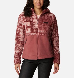 Coral Women's Columbia Winter Pass Sherpa Hooded Full Zip Fleece Jacket | ETXJS-6951