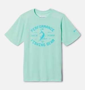 Green Kids' Columbia PFG Short Sleeve Seasonal Graphic T-Shirt | JASZB-7041