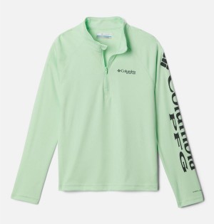 Green Kids' Columbia PFG Terminal Tackle Quarter Zip Pullover Fleece | CTMWF-0128