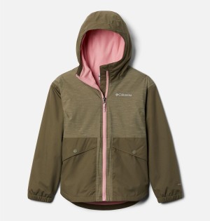 Green Kids' Columbia Rainy Trails Fleece Lined Jacket | GPOSF-3750