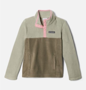 Green Kids' Columbia Steens Mountain Quarter Snap Pull-Over Fleece | ATQFJ-9352