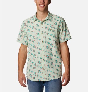 Green Men's Columbia Captree Island Short Sleeve Shirt | KRSFV-0927