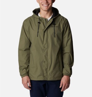 Green Men's Columbia Cedar Cliff Rain Jacket | IDQNO-1269