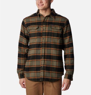 Green Men's Columbia Deschutes River Heavyweight Flannel Shirt | VCTXG-1709