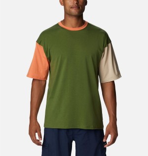 Green Men's Columbia Deschutes Valley T-Shirt | VUHJF-8126