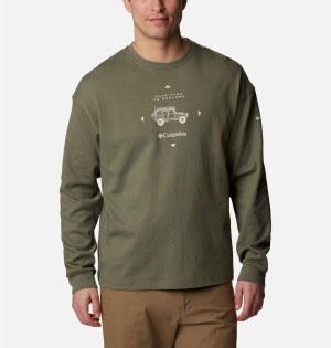 Green Men's Columbia Duxbery Relaxed Long Sleeve T-Shirt | UVTOE-9836