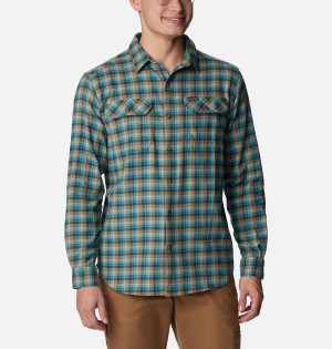 Green Men's Columbia Flare Gun Stretch Flannel Shirt | RXSFG-0186