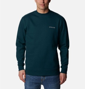 Green Men's Columbia Hart Mountain II Crew Sweatshirt | YAWVU-9450