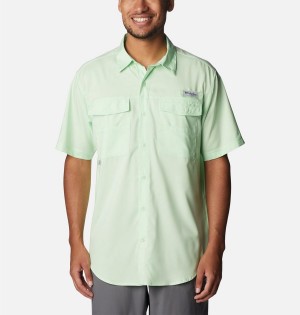 Green Men's Columbia PFG Blood and Guts IV Woven Short Sleeve Shirt | VODWU-0624