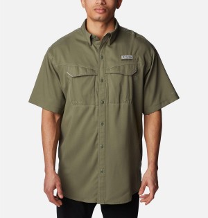 Green Men's Columbia PFG Low Drag Offshore Short Sleeve Shirt | TMSBA-7902