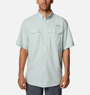 Green Men's Columbia PFG Low Drag Offshore Short Sleeve Shirt | FLQOX-7104