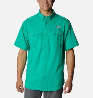 Green Men's Columbia PFG Low Drag Offshore Short Sleeve Shirt | RYDQW-7536