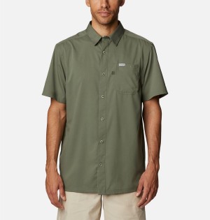 Green Men's Columbia PFG Slack Tide Camp Shirt | PWAXU-7439