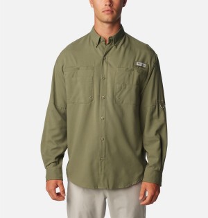 Green Men's Columbia PFG Tamiami II Long Sleeve Shirt | RUOTN-3718