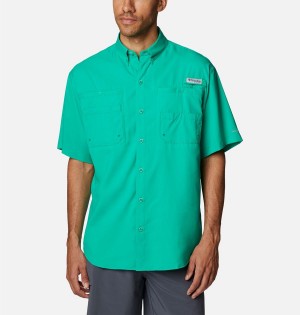 Green Men's Columbia PFG Tamiami II Short Sleeve Shirt | POVQT-4907