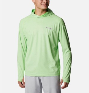 Green Men's Columbia PFG Terminal Deflector Ice Hoodie | JQDAS-2073