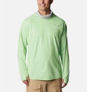 Green Men's Columbia PFG Terminal Deflector Zero Hoodie | BKMEC-7532