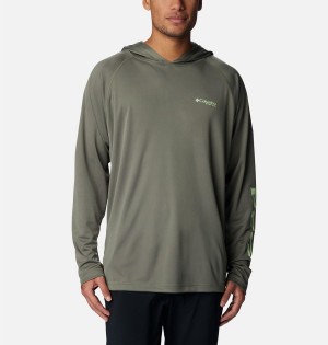 Green Men's Columbia PFG Terminal Tackle Hoodie | JCKPH-7456