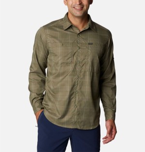 Green Men's Columbia Silver Ridge Utility Lite Plaid Long Sleeve Shirt | CBAUR-1574