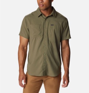 Green Men's Columbia Silver Ridge UtilityLite Short Sleeve Shirt | HXEZN-4269