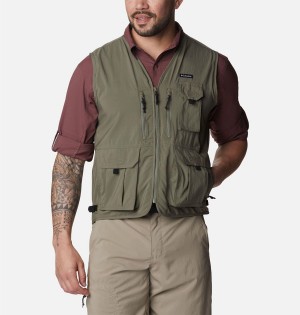 Green Men's Columbia Silver Ridge Utility Vest | FMVZW-5129