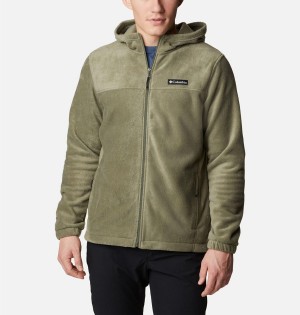 Green Men's Columbia Steens Mountain Full Zip Hoodie Fleece Jacket | KSIDM-4368