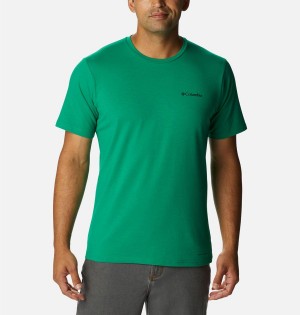 Green Men's Columbia Sun Trek Short Sleeve T-Shirt | ZKLFN-4839