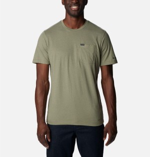 Green Men's Columbia Thistletown Hills Pocket T-Shirt | PQIOZ-1239