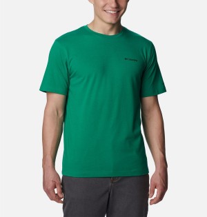 Green Men's Columbia Thistletown Hills Short Sleeve T-Shirt | XOFPK-0254