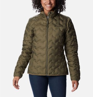 Green Women's Columbia Delta Ridge Puffer Jacket | QXHFK-5381