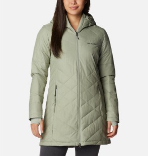 Green Women's Columbia Heavenly Long Hooded Puffer Jacket | LGWYO-4839