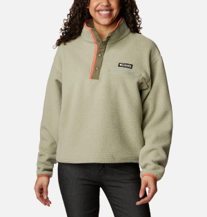 Green Women's Columbia Helvetia Cropped Half Snap Fleece Pullover | CFKYG-6401