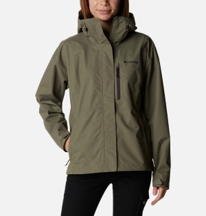 Green Women's Columbia Hikebound Rain Jacket | XHFNV-9321