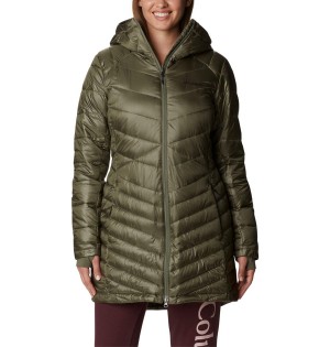 Green Women's Columbia Joy Peak Mid Insulated Hooded Puffer Jacket | GXBQT-6043