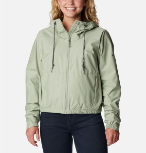 Green Women's Columbia Lillian Ridge Short Rain Jacket | EOQDX-5983