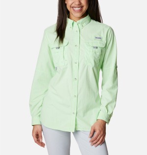 Green Women's Columbia PFG Bahama Long Sleeve Shirt | PRODT-4673