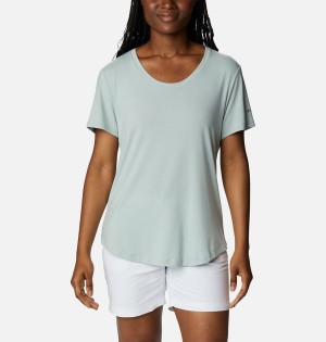 Green Women's Columbia PFG Slack Water Knit II T-Shirt | DPNBW-5624