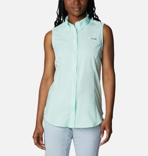 Green Women's Columbia PFG Tamiami Sleeveless Tank Top | OHRDZ-8079