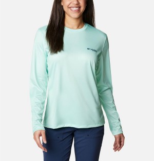 Green Women's Columbia PFG Tidal Tri-Sail Long Sleeve T-Shirt | ARTFI-9165