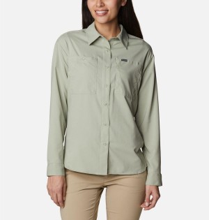 Green Women's Columbia Silver Ridge Utility Long Sleeve Shirt | XNSCZ-1309