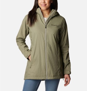 Green Women's Columbia Switchback Lined Long Rain Jacket | NLGBF-8342