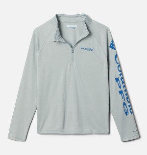 Grey Kids' Columbia PFG Terminal Tackle Quarter Zip Pullover Fleece | GEODT-5469